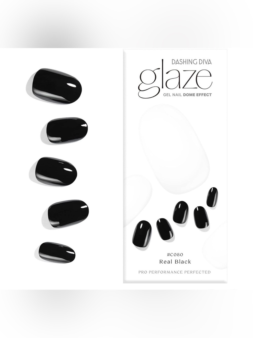 Glaze Gel Nail Strips - Real Black